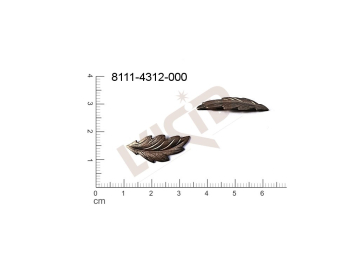 Tvarový výlisek rostlinné motivy lístečky bez oček (svěšovacích dírek) 23.0x10.0mm