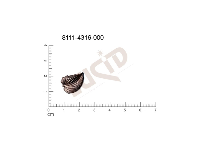 Tvarový výlisek rostlinné motivy lístečky bez oček (svěšovacích dírek) 17.0x12.0mm