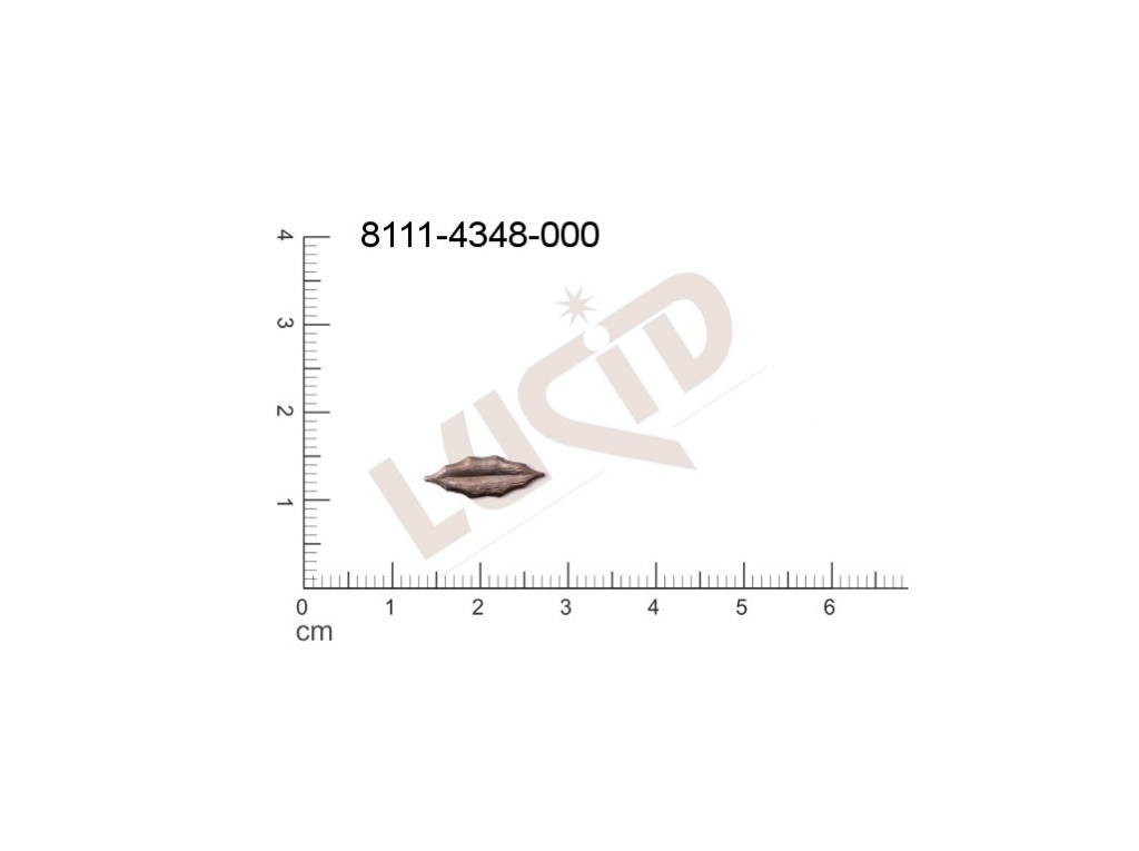 Tvarový výlisek rostlinné motivy lístečky bez oček (svěšovacích dírek) 14.0x5.0mm