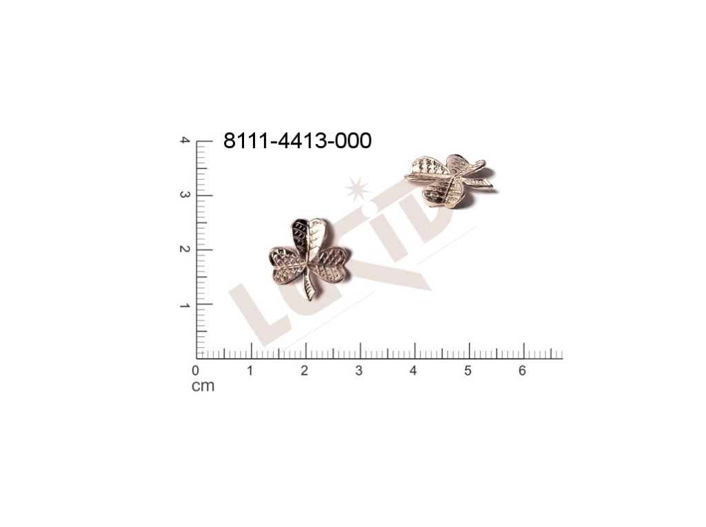 Tvarový výlisek rostlinné motivy lístečky bez oček (svěšovacích dírek) 15.0x15.0mm