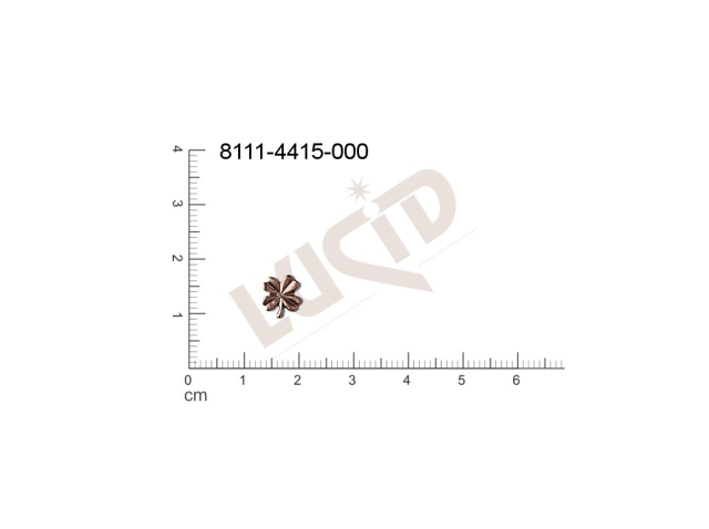 Tvarový výlisek rostlinné motivy lístečky bez oček (svěšovacích dírek) 9.0x8.0mm