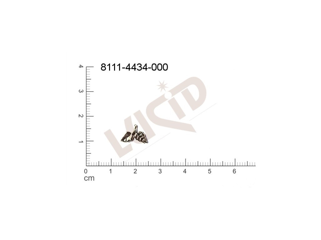 Tvarový výlisek rostlinné motivy lístečky bez oček (svěšovacích dírek) 10.0x8.0mm