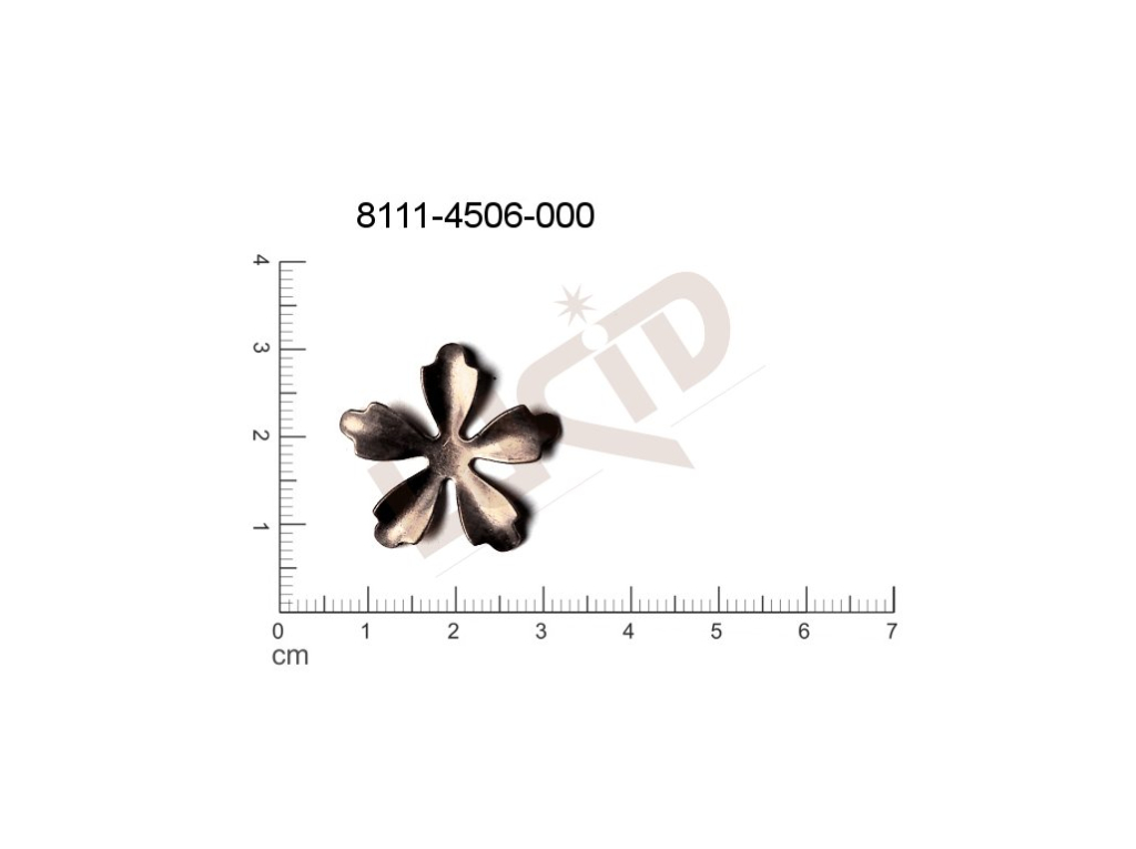 fancy shape plant motives flowers, flower motives without loops / attaching holes 25.0x25.0mm