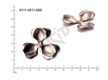 fancy shape plant motives flowers, flower motives without loops / attaching holes 42.0x39.0mm