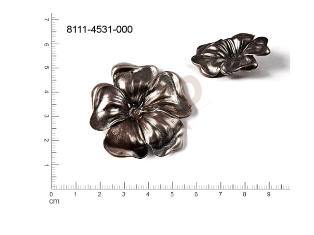 fancy shape plant motives flowers, flower motives without loops / attaching holes 40.0mm