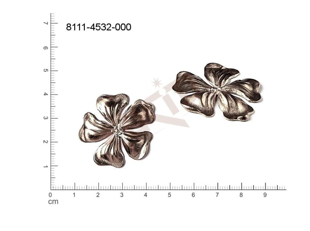 fancy shape plant motives flowers, flower motives without loops / attaching holes 35.0CEN 31.0mm