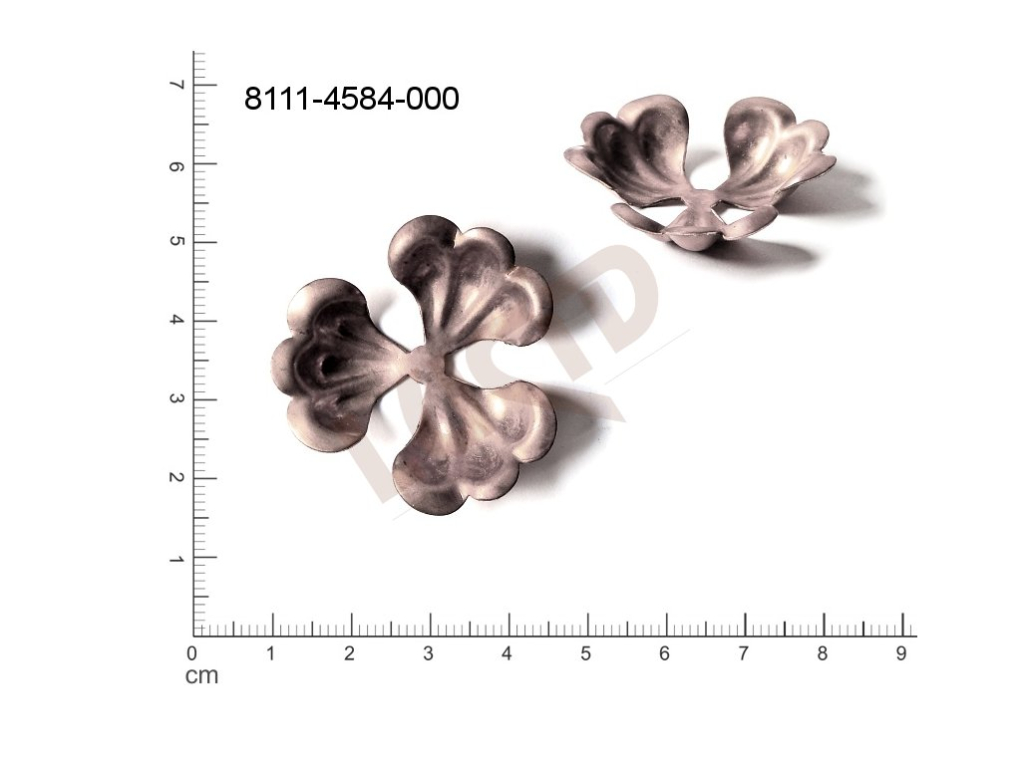 fancy shape plant motives flowers, flower motives without loops / attaching holes 35.0mm