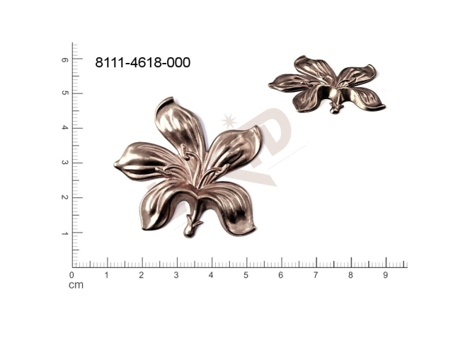 fancy shape plant motives flowers, flower motives without loops / attaching holes 43.0x40.0mm