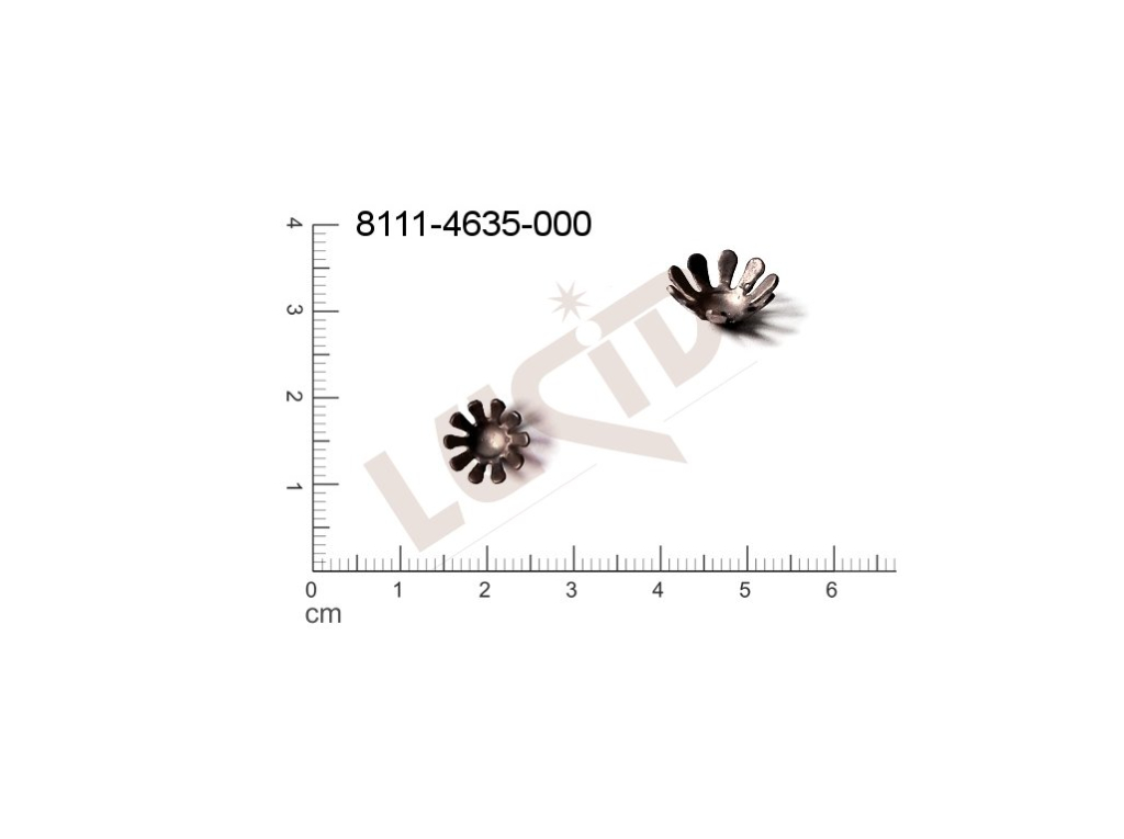 Tvarový výlisek rostlinné motivy kytky, květinové motivy bez oček (svěšovacích dírek) 10.0mm