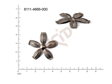 fancy shape plant motives flowers, flower motives without loops / attaching holes 33.0mm