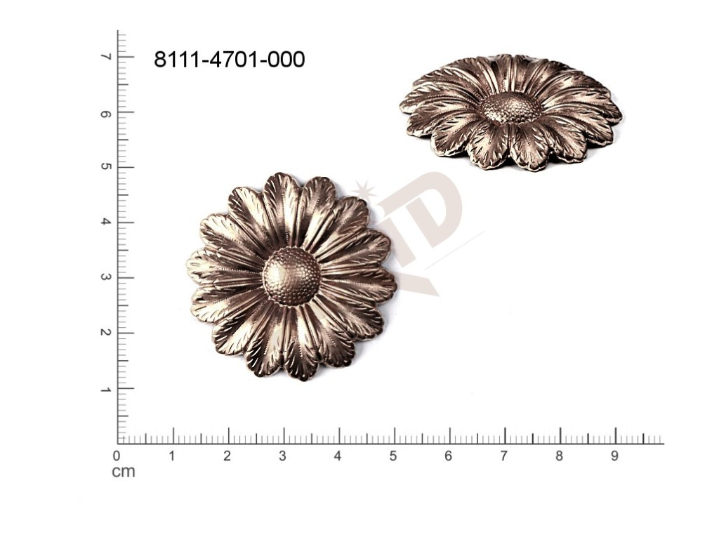 fancy shape plant motives flowers, flower motives without loops / attaching holes 38.0mm