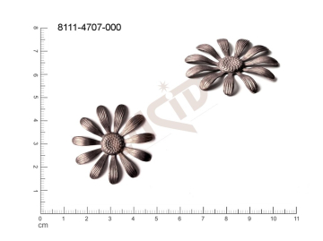 fancy shape plant motives flowers, flower motives without loops / attaching holes 36.0mm