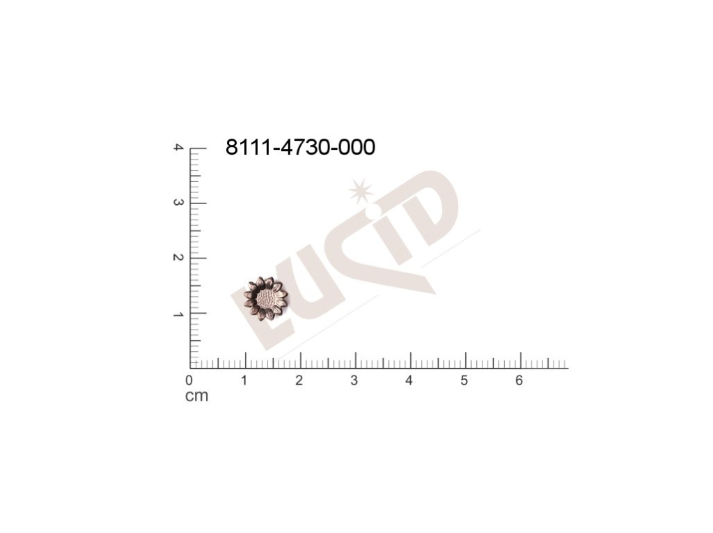 Tvarový výlisek rostlinné motivy kytky, květinové motivy bez oček (svěšovacích dírek) 8.0x8.0mm