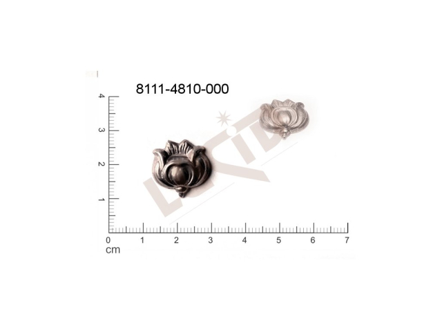 Tvarový výlisek rostlinné motivy kytky, květinové motivy bez oček (svěšovacích dírek) 12.0x12.0mm