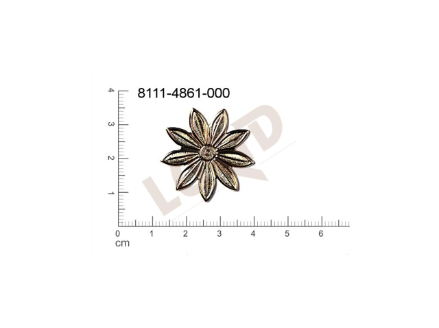 fancy shape plant motives flowers, flower motives without loops / attaching holes 28.0x28.0mm