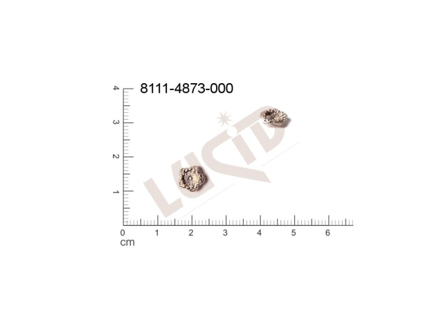 Tvarový výlisek rostlinné motivy kytky, květinové motivy bez oček (svěšovacích dírek) 7.0mm