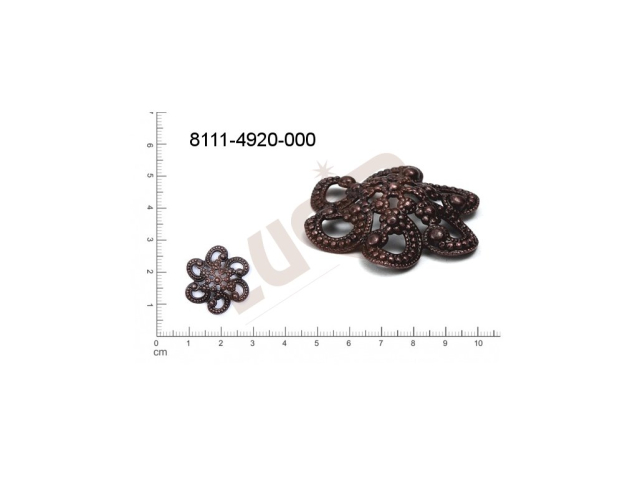 fancy shape plant motives flowers, flower motives without loops / attaching holes 25.0mm