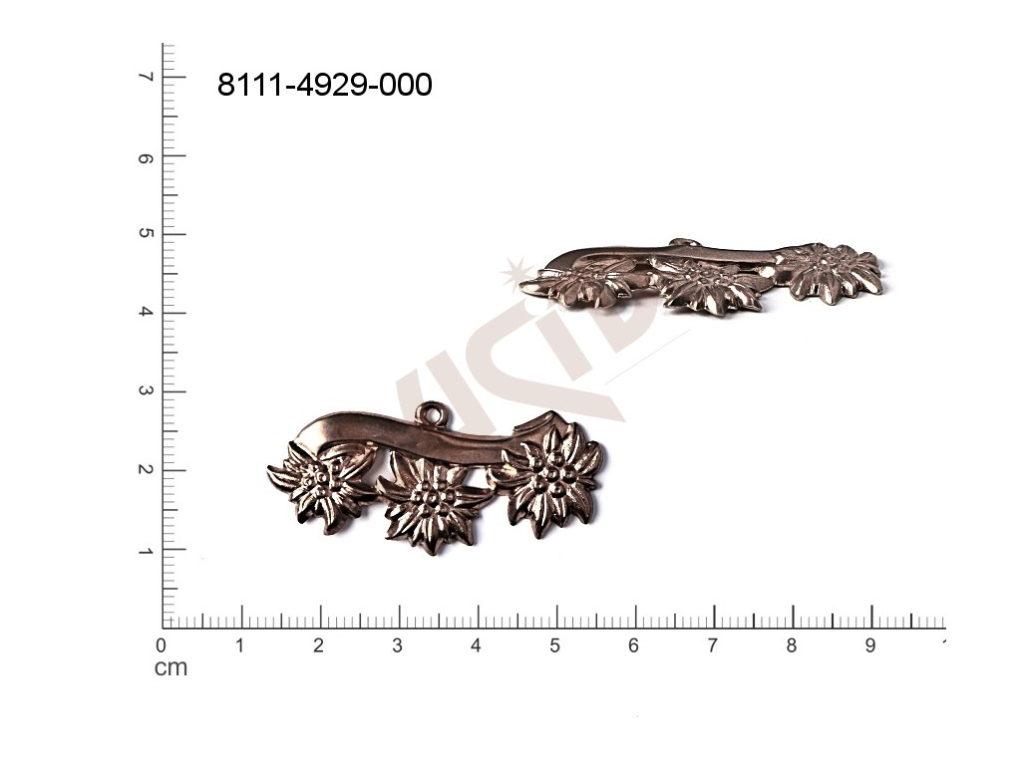 fancy shape, others, plant motives flowers, flower motives with 1 loop / attaching hole 40.0x19.0mm