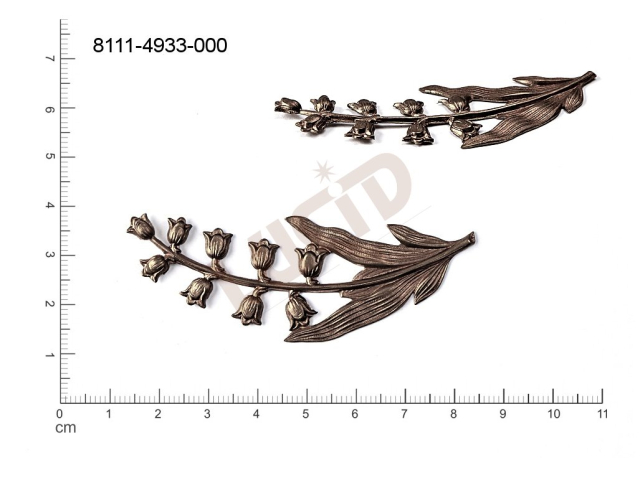 Tvarový výlisek rostlinné motivy kytky, květinové motivy bez oček (svěšovacích dírek) 70.0x26.0mm