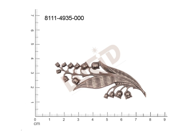 Tvarový výlisek rostlinné motivy kytky, květinové motivy bez oček (svěšovacích dírek) 67.0x24.0mm