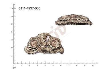 Tvarový výlisek rostlinné motivy kytky, květinové motivy bez oček (svěšovacích dírek) 49.9x25.7mm