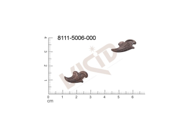 Tvarový výlisek rostlinné motivy lístečky bez oček (svěšovacích dírek) 17.0x11.0mm