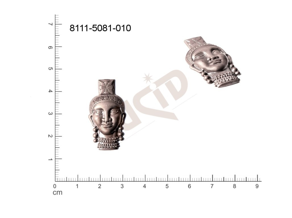 Tvarový výlisek hlavy, lidské tělo ostatní bez oček (svěšovacích dírek) 31.0x16.0mm