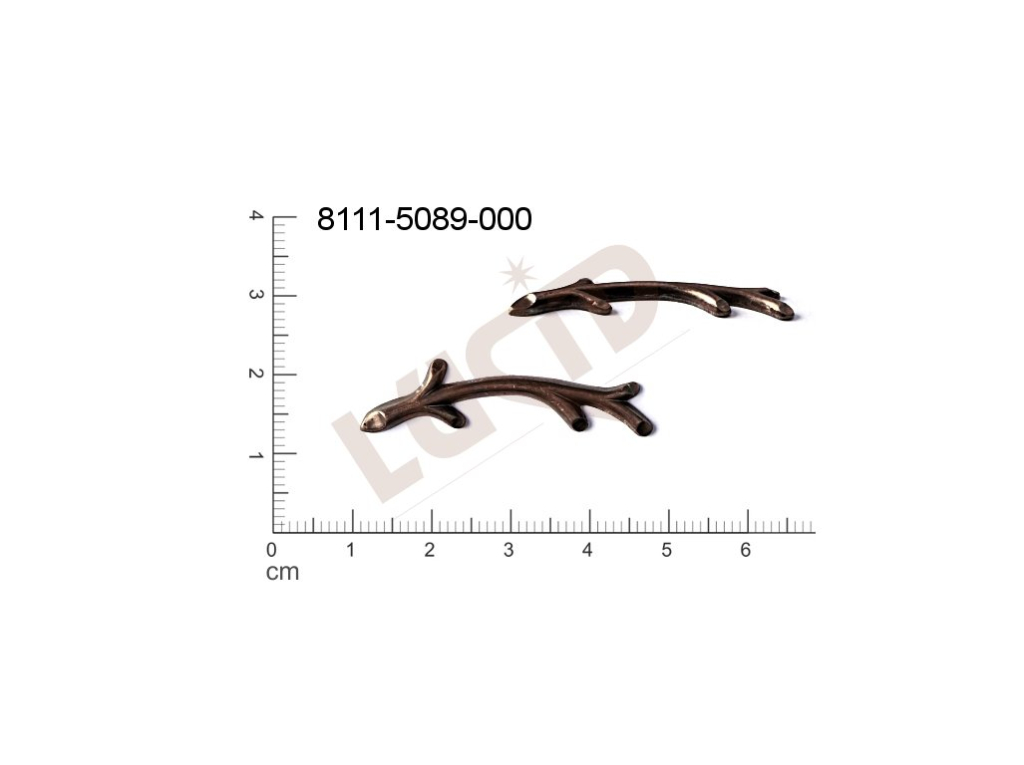 Tvarový výlisek rostlinné motivy rostliny bez oček (svěšovacích dírek) 37.0x9.0mm