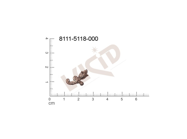 Tvarový výlisek rostlinné motivy kytky, květinové motivy bez oček (svěšovacích dírek) 17.0x8.0mm