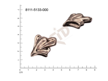 Tvarový výlisek rostlinné motivy lístečky bez oček (svěšovacích dírek) 30.0x25.0mm