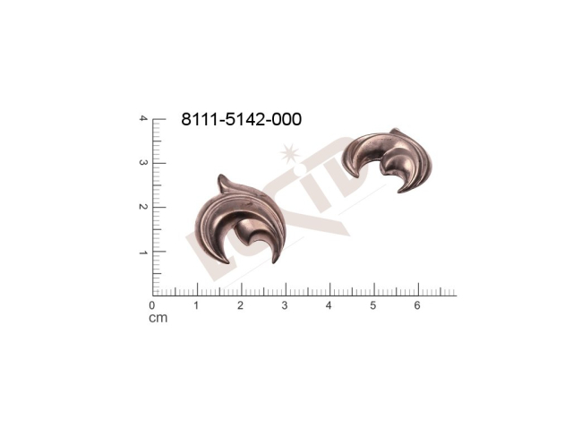 Tvarový výlisek rostlinné motivy lístečky bez oček (svěšovacích dírek) 20.0x20.0mm