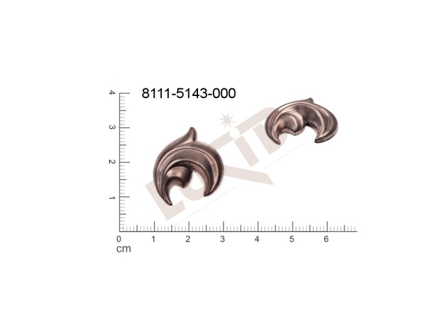 Tvarový výlisek rostlinné motivy lístečky bez oček (svěšovacích dírek) 20.0x20.0mm