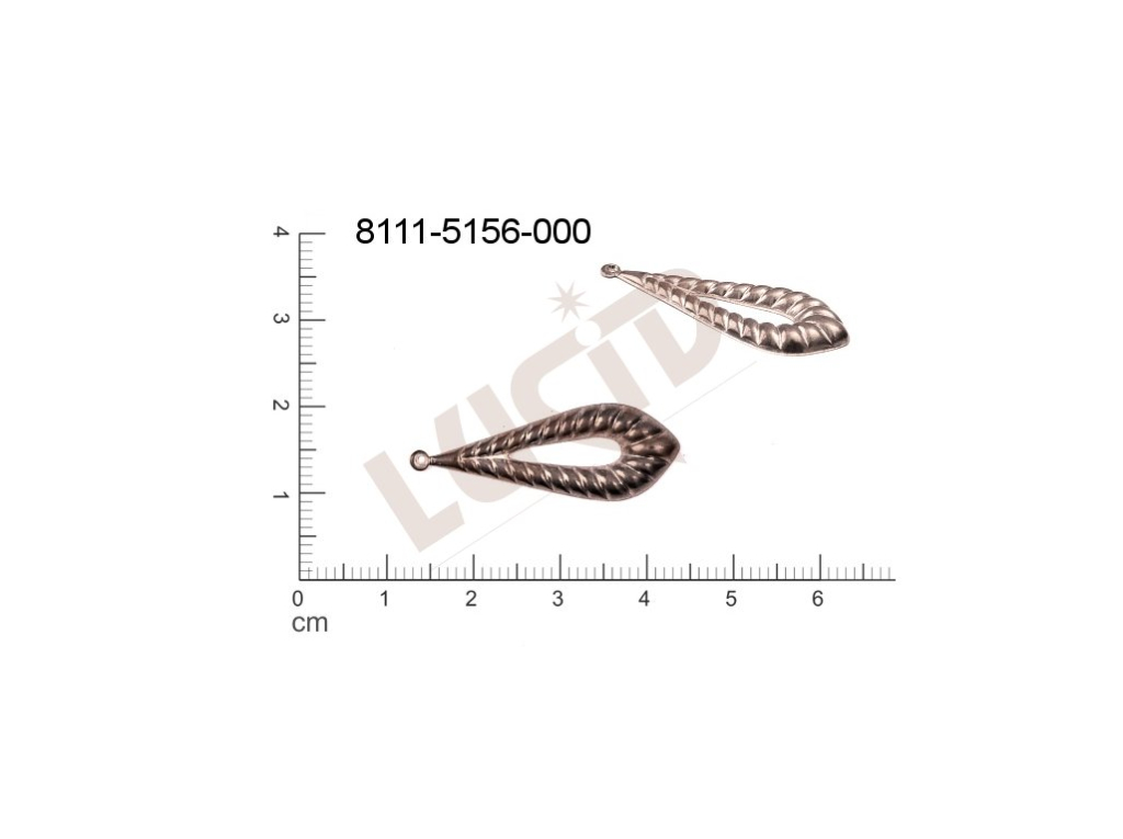 Tvarový výlisek slzy s 1 očkem (svěšovací dírkou) 30.0x10.0mm