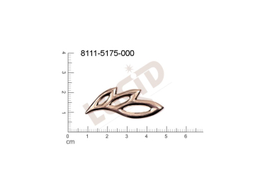 Tvarový výlisek rostlinné motivy lístečky bez oček (svěšovacích dírek) 40.0x15.0mm