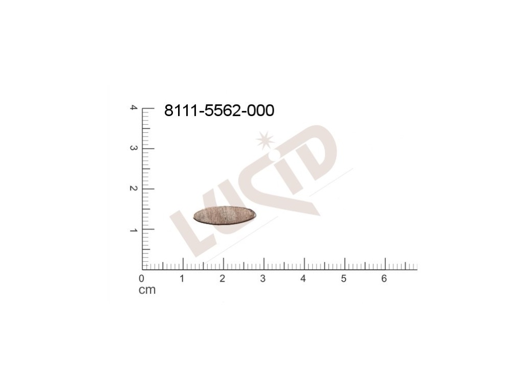 Plochý výsek  ovál bez oček (svěšovacích dírek) 16.0x5.0mm