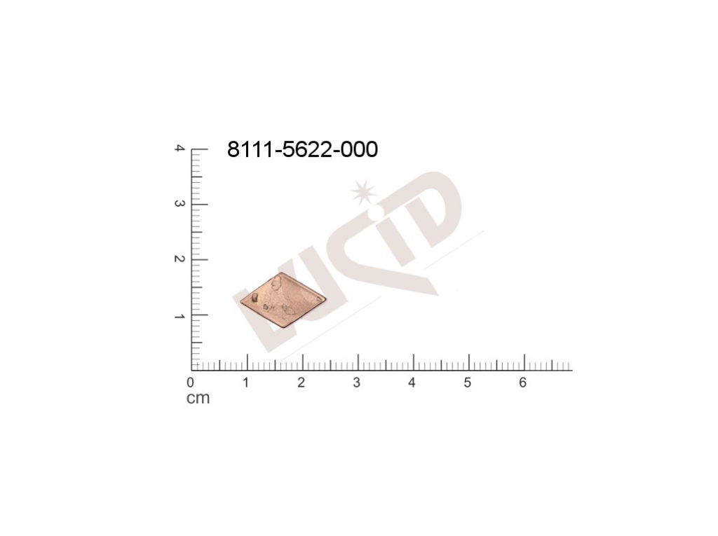 flat cut-out quadrangle   without loops / attaching holes 16.0x11.0mm