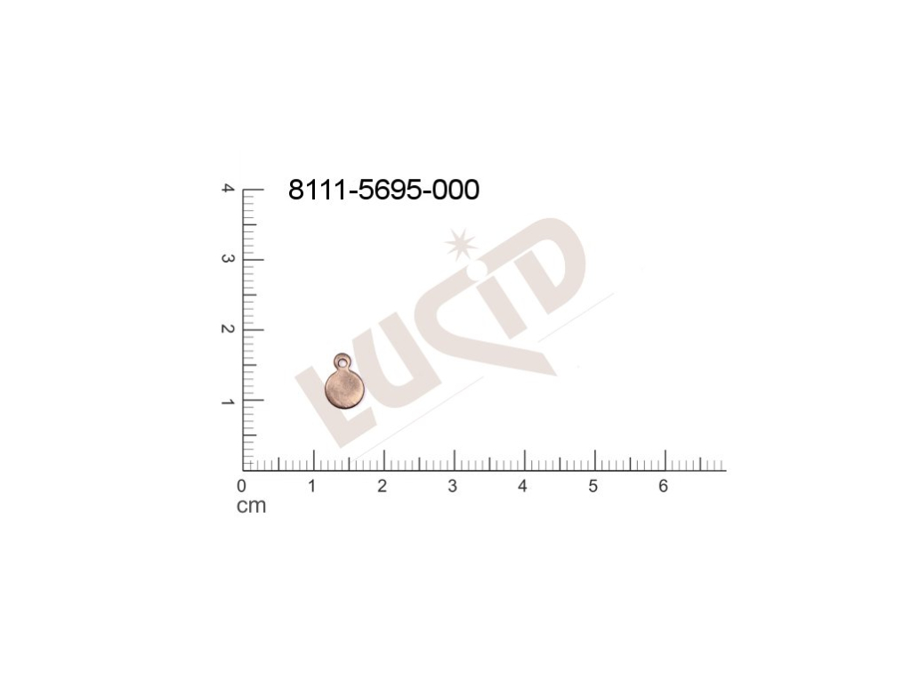 Plochý výsek kulatý s 1 očkem (svěšovací dírkou) 7.0x4.0mm