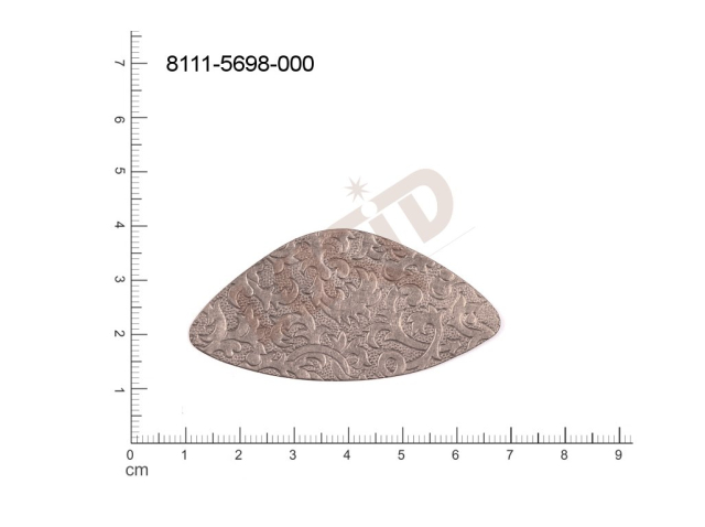 Plochý výsek ostatní ostatní bez oček (svěšovacích dírek) 58.0x28.0mm