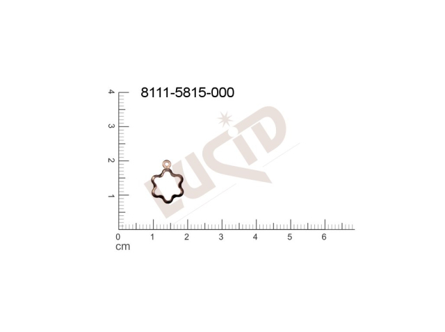 Tvarový výlisek rostlinné motivy kytky, květinové motivy s 1 očkem (svěšovací dírkou) 18.0x10.0mm