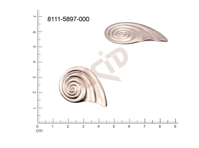 Tvarový výlisek mušle a mořské motivy bez oček (svěšovacích dírek) 35.0x25.0mm