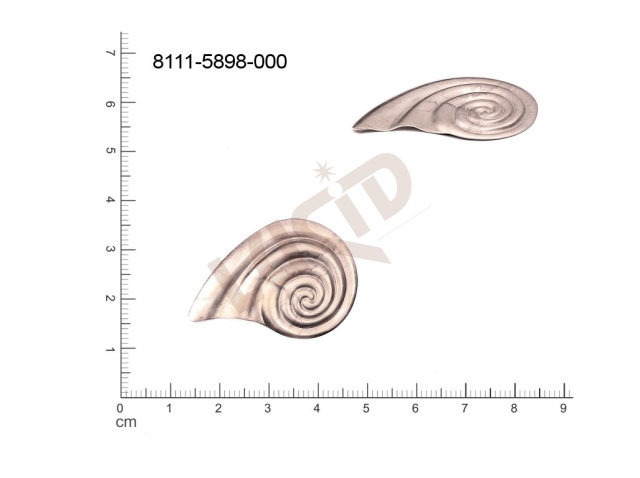 Tvarový výlisek mušle a mořské motivy bez oček (svěšovacích dírek) 35.0x25.0mm