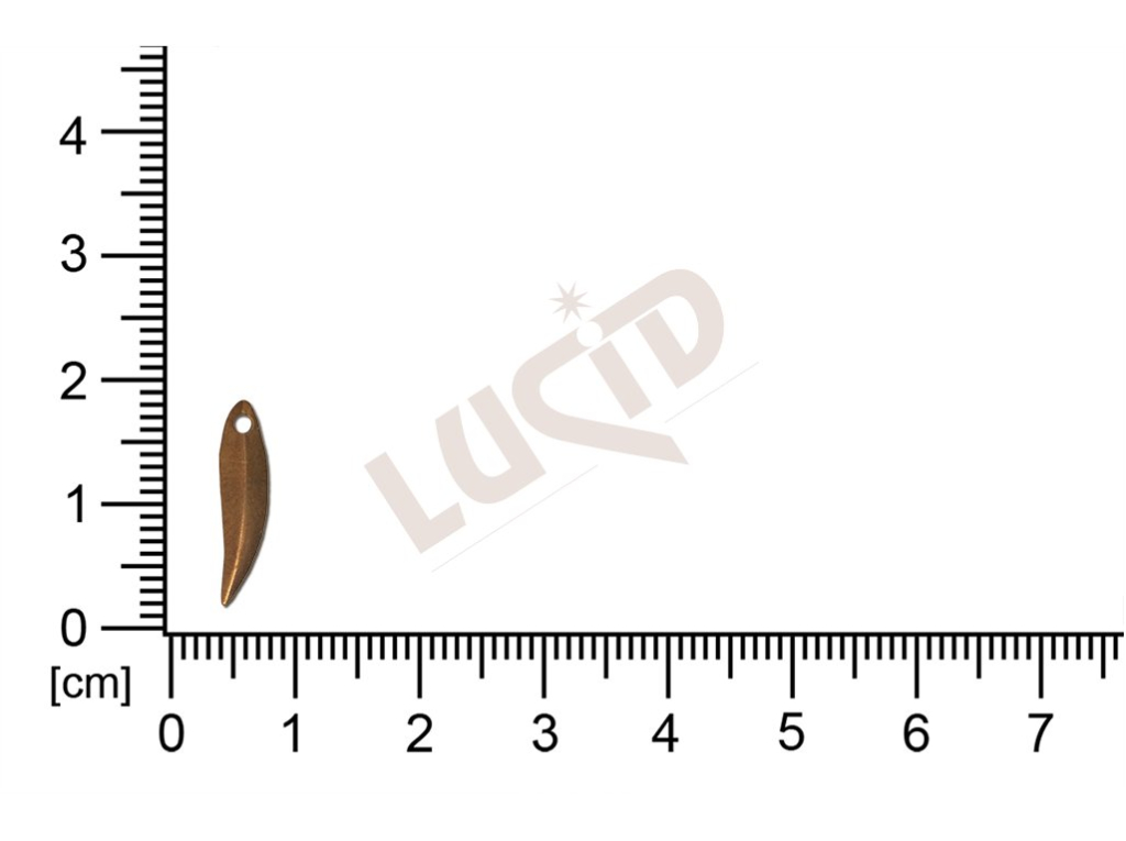 Tvarový výlisek rostlinné motivy lístečky s 1 očkem (svěšovací dírkou) 16.0x4.0mm