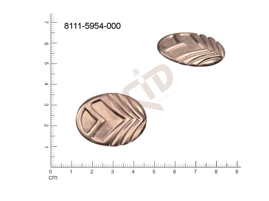 fancy shape oval other without loops / attaching holes 34.0x25.0mm