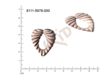 Tvarový výlisek srdíčka ostatní bez oček (svěšovacích dírek) 32.0x28.0mm