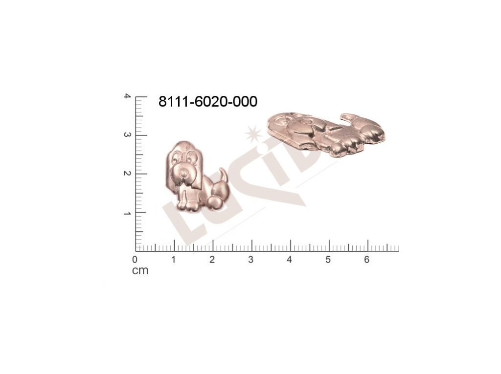 Tvarový výlisek zvířata pes bez oček (svěšovacích dírek) 19.0x17.0mm