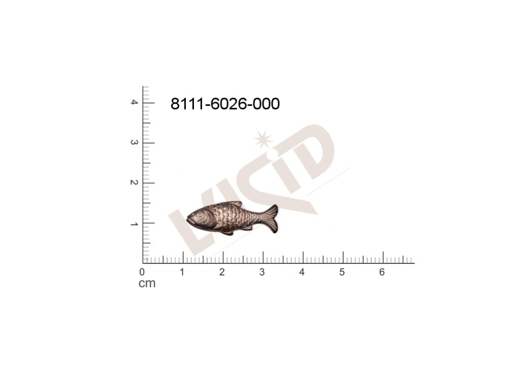 Tvarový výlisek zvířata ryby bez oček (svěšovacích dírek) 23.0x9.0mm