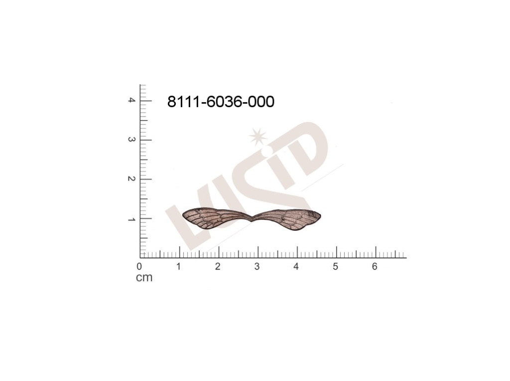 Tvarový výlisek zvířata motýli bez oček (svěšovacích dírek) 35.0x5.0mm