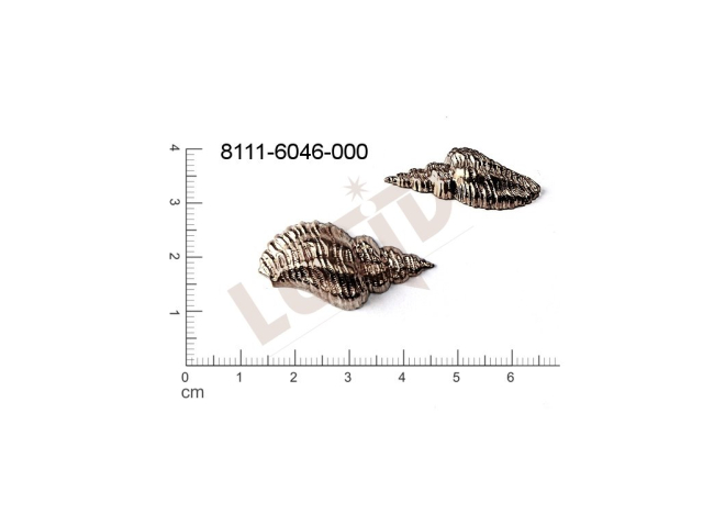 Tvarový výlisek mušle a mořské motivy bez oček (svěšovacích dírek) 32.0x16.0mm