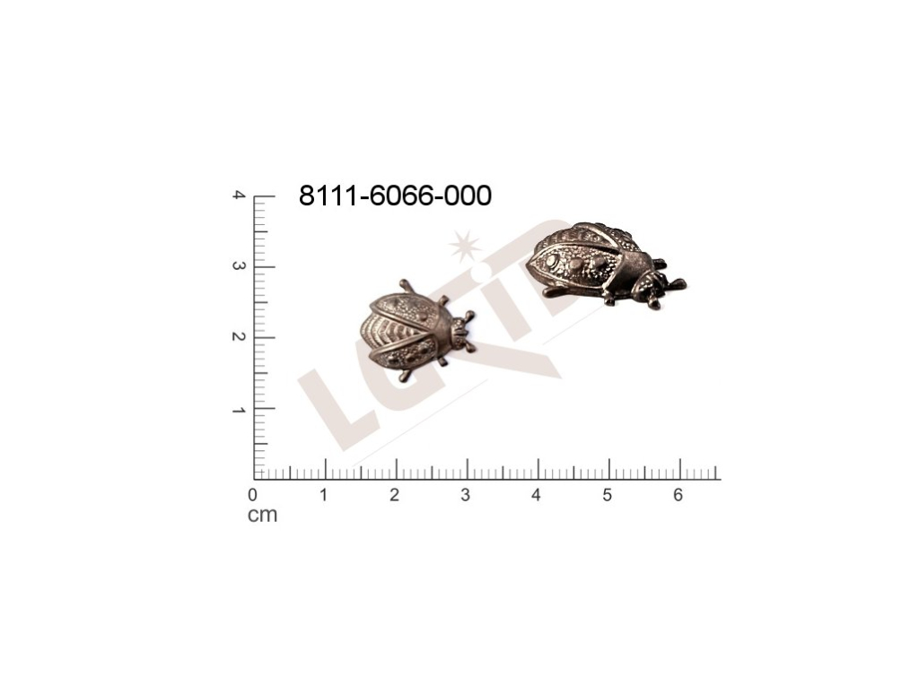 Tvarový výlisek zvířata brouk a další hmyz bez oček (svěšovacích dírek) 17.0x15.0mm