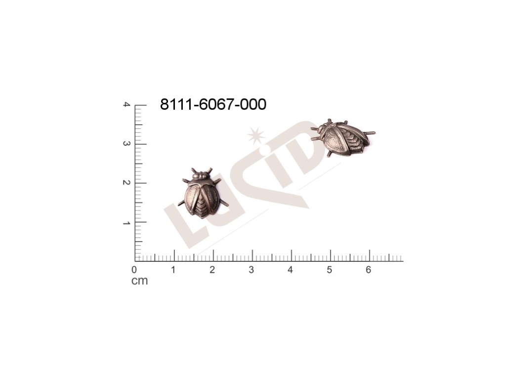 Tvarový výlisek zvířata brouk a další hmyz bez oček (svěšovacích dírek) 13.0x11.0mm